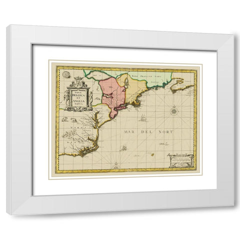 New England to Virginia, Nova Belgica - Valk 1636 White Modern Wood Framed Art Print with Double Matting by Valk
