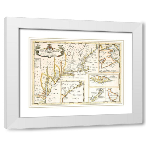 Plantations of the English in America 1700 White Modern Wood Framed Art Print with Double Matting by Unknown