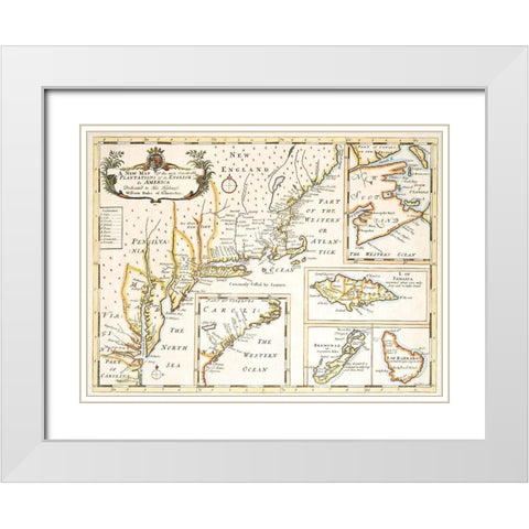 Plantations of the English in America 1700 White Modern Wood Framed Art Print with Double Matting by Unknown