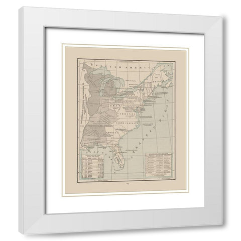 Eastern United States 1791-1845 - Cram 1892 White Modern Wood Framed Art Print with Double Matting by Cram