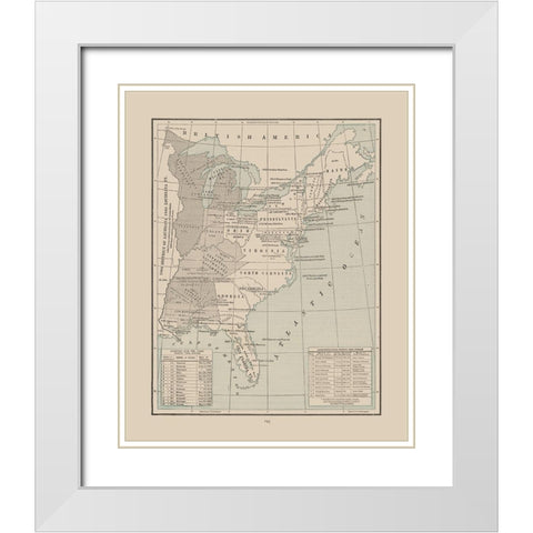 Eastern United States 1791-1845 - Cram 1892 White Modern Wood Framed Art Print with Double Matting by Cram