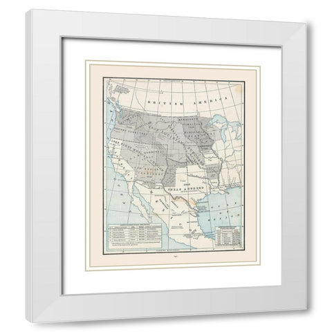 United States, Expansion- Cram 1888 White Modern Wood Framed Art Print with Double Matting by Cram