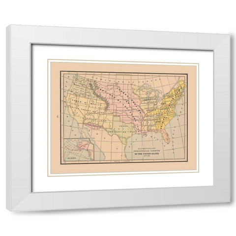 Growth of United States - Cram 1888 White Modern Wood Framed Art Print with Double Matting by Cram