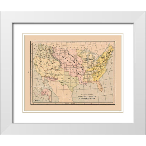 Growth of United States - Cram 1888 White Modern Wood Framed Art Print with Double Matting by Cram