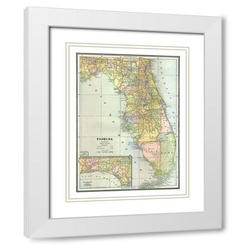 Florida - Johnson 1888 White Modern Wood Framed Art Print with Double Matting by Johnson