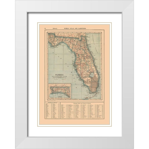 Florida - Reynold 1921 White Modern Wood Framed Art Print with Double Matting by Reynold