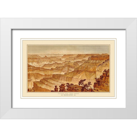 Grand Canyon, Point Sublime Arizona - Bien 1882 White Modern Wood Framed Art Print with Double Matting by Bien