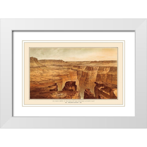 Grand Canyon, Toroweap Arizona - Bien 1882 White Modern Wood Framed Art Print with Double Matting by Bien