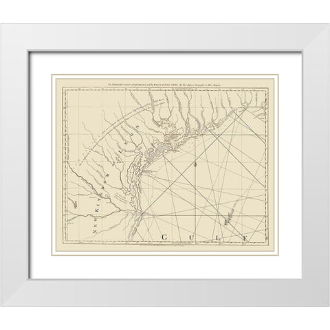 West Coast Louisiana, New Leon - Jefferys 1775 White Modern Wood Framed Art Print with Double Matting by Jefferys