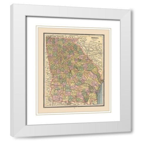 Georgia, United States - Cram 1888 White Modern Wood Framed Art Print with Double Matting by Cram