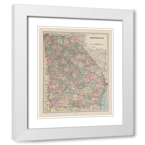 Georgia - Cram 1892 White Modern Wood Framed Art Print with Double Matting by Cram