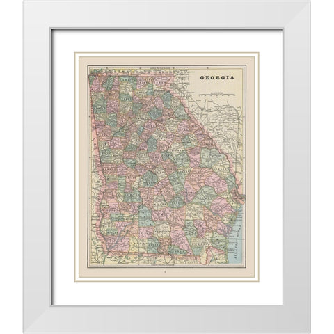 Georgia - Cram 1892 White Modern Wood Framed Art Print with Double Matting by Cram