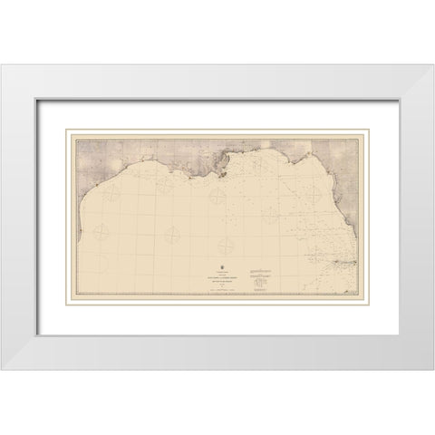 Gulf Of Mexico US Coast - USCS 1863 White Modern Wood Framed Art Print with Double Matting by USCS