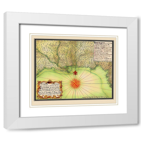 Gulf of Mexico Coast United States - de Batz 1747 White Modern Wood Framed Art Print with Double Matting by de Batz