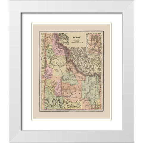 Idaho - Cram 1892 White Modern Wood Framed Art Print with Double Matting by Cram