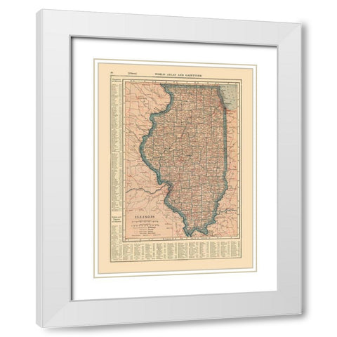 Illinois - Reynold 1921 White Modern Wood Framed Art Print with Double Matting by Reynold