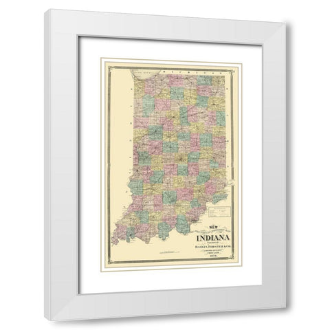 Indiana - Baskin 1876 White Modern Wood Framed Art Print with Double Matting by Baskin