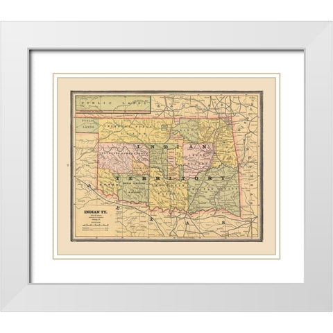 Indian Territory, Oklahoma - Cram 1888 White Modern Wood Framed Art Print with Double Matting by Cram