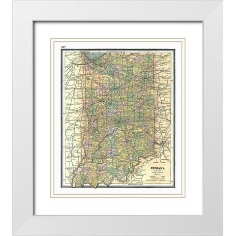 Indiana - Johnson 1888 White Modern Wood Framed Art Print with Double Matting by Johnson