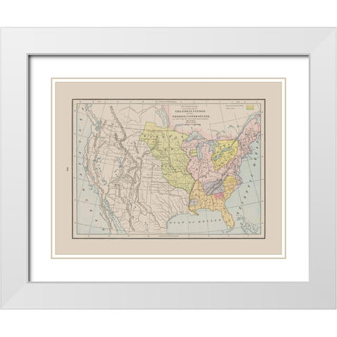 Indian Nations - First Settlement - Cram 1892 White Modern Wood Framed Art Print with Double Matting by Cram