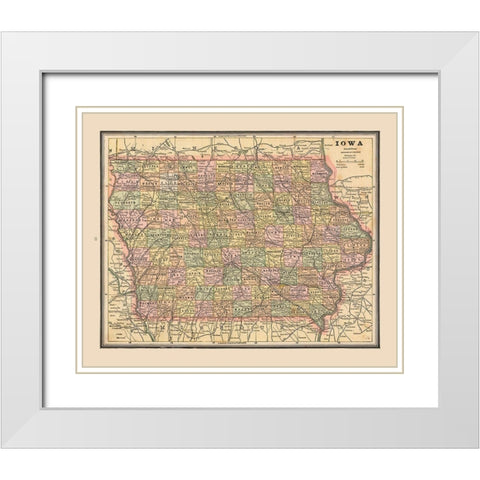 Iowa - Cram 1888 White Modern Wood Framed Art Print with Double Matting by Cram