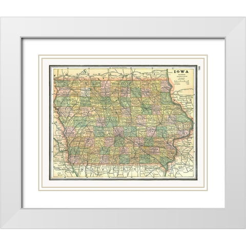 Iowa - Johnson 1888 White Modern Wood Framed Art Print with Double Matting by Johnson