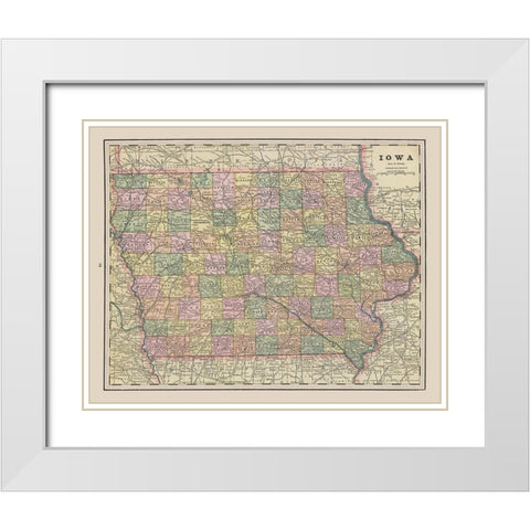Iowa - Cram 1892 White Modern Wood Framed Art Print with Double Matting by Cram