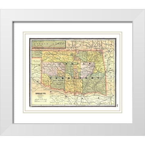 Indian Territory - Johnson 1888 White Modern Wood Framed Art Print with Double Matting by Johnson