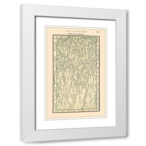 Kansas - Alden 1886 White Modern Wood Framed Art Print with Double Matting by Alden