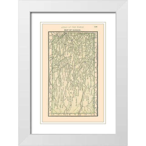 Kansas - Alden 1886 White Modern Wood Framed Art Print with Double Matting by Alden