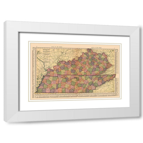 Kentucky, Tennessee - Hammond 1910 -xx.51 x White Modern Wood Framed Art Print with Double Matting by Hammond