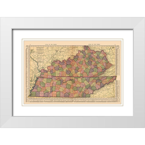 Kentucky, Tennessee - Hammond 1910 -xx.51 x White Modern Wood Framed Art Print with Double Matting by Hammond