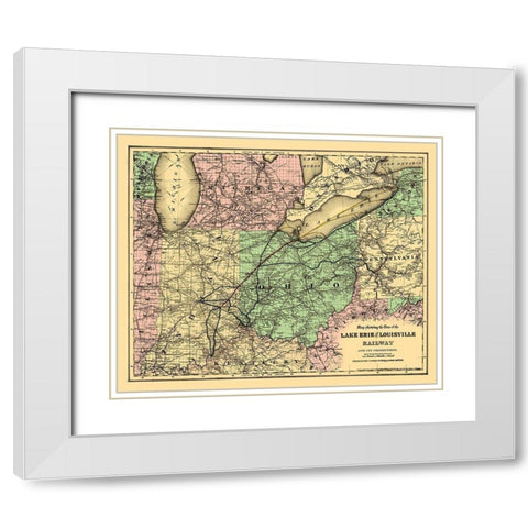 Lake Erie and Louisville Railway - Colton 1872 White Modern Wood Framed Art Print with Double Matting by Colton