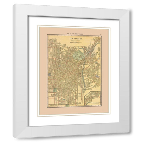 Los Angeles California - Hammond 1910 White Modern Wood Framed Art Print with Double Matting by Hammond