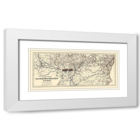 Louisville, New Albany and St Louis Air Line 1872 White Modern Wood Framed Art Print with Double Matting by Colton