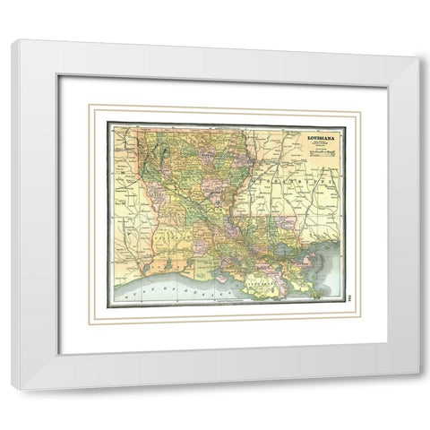 Louisiana - Johnson 1888 White Modern Wood Framed Art Print with Double Matting by Johnson