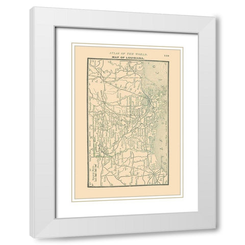 Louisiana - Alden 1886 White Modern Wood Framed Art Print with Double Matting by Alden