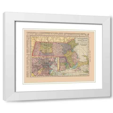 Massachusetts - Hammond 1910 White Modern Wood Framed Art Print with Double Matting by Hammond