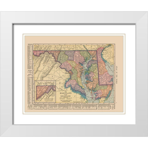 Maryland,  Delaware - Hammond 1910 White Modern Wood Framed Art Print with Double Matting by Hammond