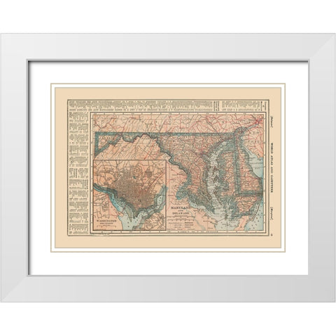 Maryland - Delaware - Reynold 1921 White Modern Wood Framed Art Print with Double Matting by Reynold