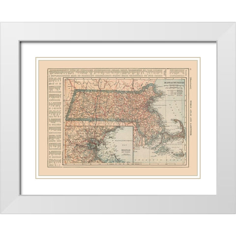 Massachusetts - Reynold 1921 White Modern Wood Framed Art Print with Double Matting by Reynold
