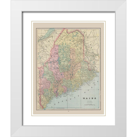 Maine - Cram 1892 White Modern Wood Framed Art Print with Double Matting by Cram