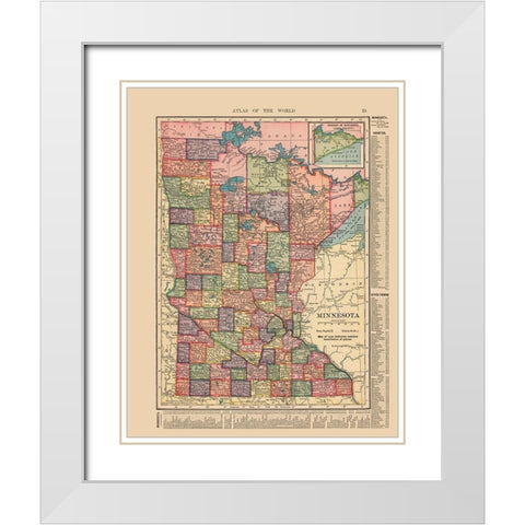 Minnesota - Hammond 1910 White Modern Wood Framed Art Print with Double Matting by Hammond