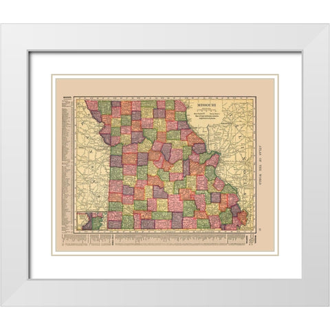 Missouri - Hammond 1910 White Modern Wood Framed Art Print with Double Matting by Hammond