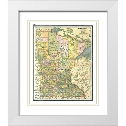 Minnesota - Johnson 1888 White Modern Wood Framed Art Print with Double Matting by Johnson
