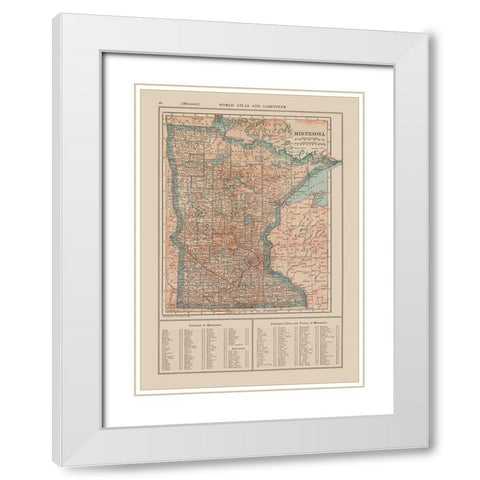 Minnesota - Reynold 1921 White Modern Wood Framed Art Print with Double Matting by Reynold