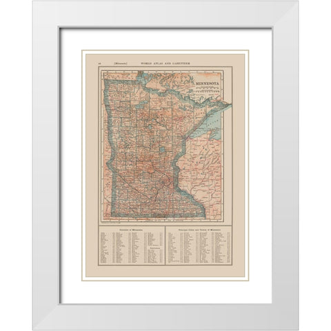Minnesota - Reynold 1921 White Modern Wood Framed Art Print with Double Matting by Reynold