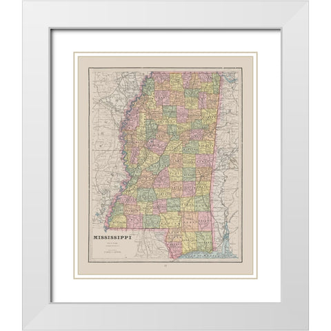 Mississippi - Cram 1892 White Modern Wood Framed Art Print with Double Matting by Cram