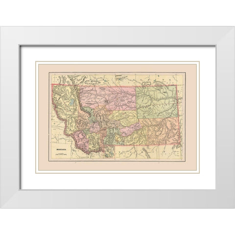 Montana - Cram 1892 White Modern Wood Framed Art Print with Double Matting by Cram