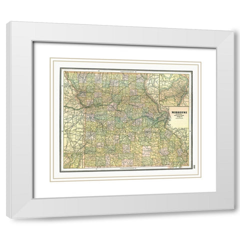 Missouri - Johnson 1888 White Modern Wood Framed Art Print with Double Matting by Johnson